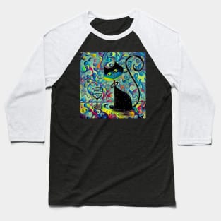 Surreal Curious Cat Baseball T-Shirt